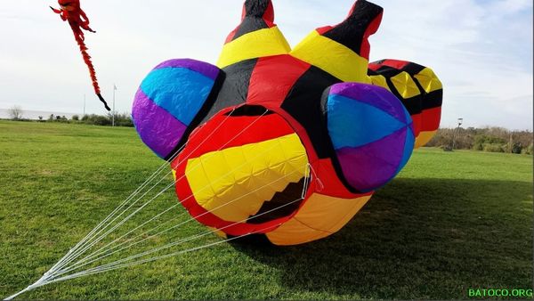 El estreno de la fecha. El barrilete inflable Caterpilar de Gustavo